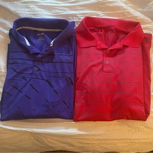 Adidas Short Sleeve Collared Golf Polo Shirts SET OF TWO Purple & Red Size Large